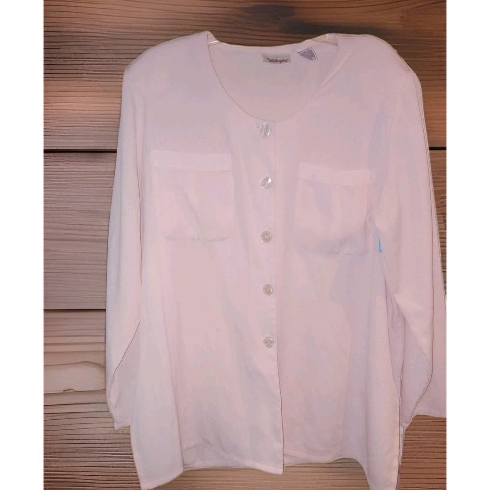 3 FOR $25 80s Worthington Sz XL Peach‎ Button Down Blouse Top Shoulder Pads